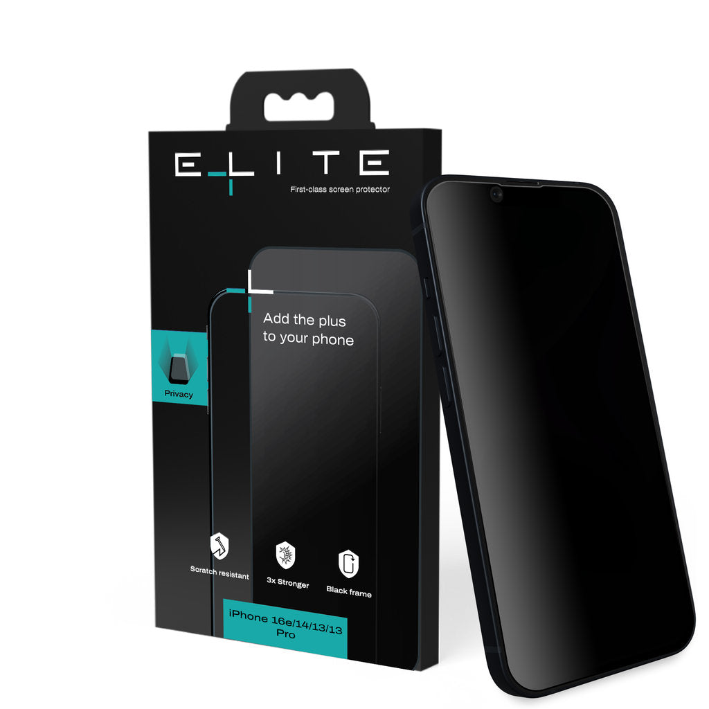 Elite Screenprotector Glass Privacy for iPhone 17e/16e/14/13/13 Pro