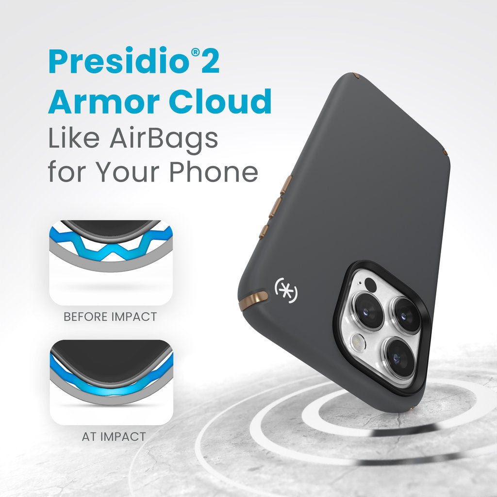 Speck Presidio2 Pro + MS Apple iPhone 15 Pro Max Charcoal Grey - with Microban