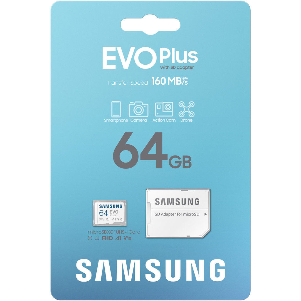 Samsung MicroSD EVO Plus (2024) 64GB + Adapter (160MB/s Class 10)