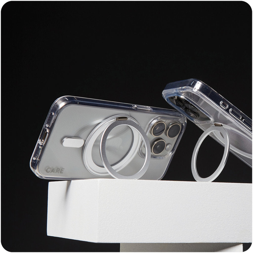CARE by PanzerGlass Feature Case Transparent w. Silver Kickstand & MagSafe iPhone 16 Pro Max