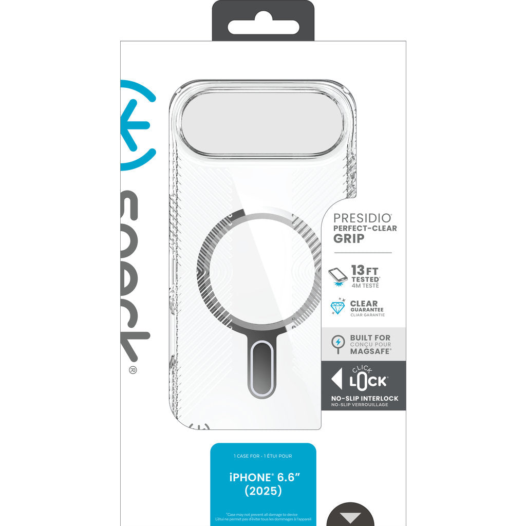 Speck Presidio Perfect Clear Grip + ClickLock Apple iPhone 17 Air Clear - with Microban