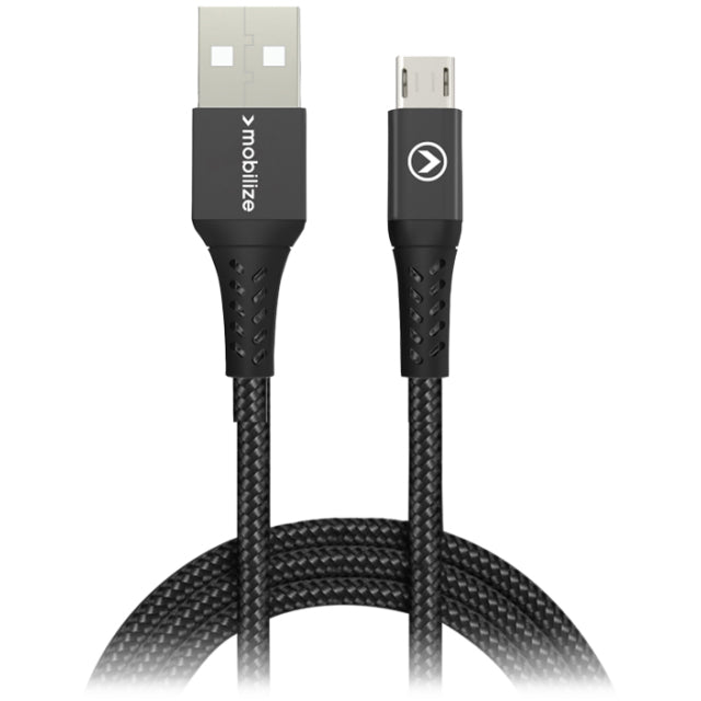 Mobilize Strong Nylon Kabel USB auf Micro USB 2m. 12W Schwarz