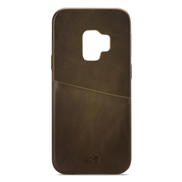 Senza Desire Étui en cuir avec fente pour carte Samsung Galaxy S9 Vert olive brûlé