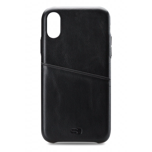 Senza Pure Leather Cover avec fente pour carte Apple iPhone XR Noir profond
