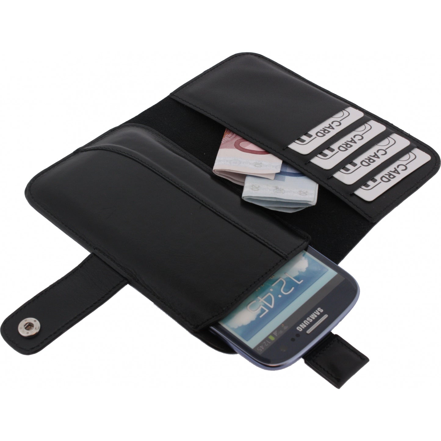 Senza Leather Wallet Slide Case Black Size XXL