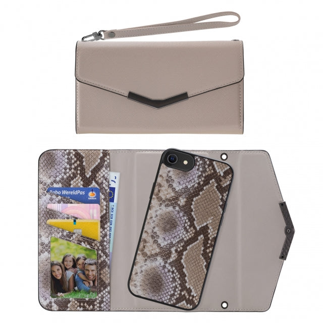 Mobilize 2in1 Elegant Magnet Clutch Apple iPhone 6/6S/7/8/SE (2020/2022) Beige Snake
