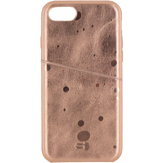 Senza Glam Lederhülle mit Kartenfach Apple iPhone 7/8/SE (2020/2022) Metallic Rosé