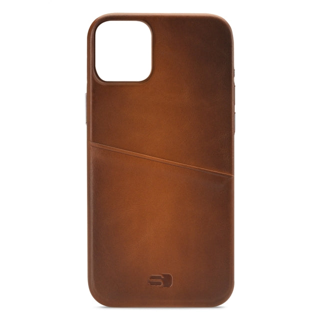 Senza Desire Étui en cuir avec fente pour cartes Apple iPhone 14 Cognac Brûlé
