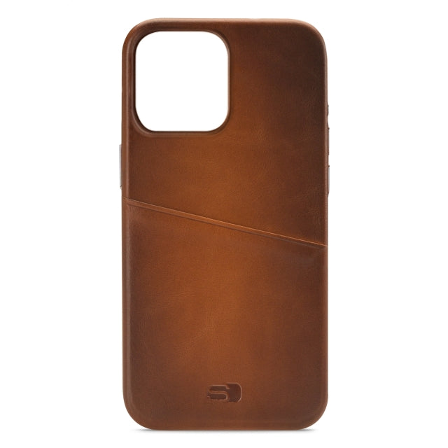 Senza Desire Étui en cuir avec fente pour cartes Apple iPhone 14 Pro Max Cognac Brûlé