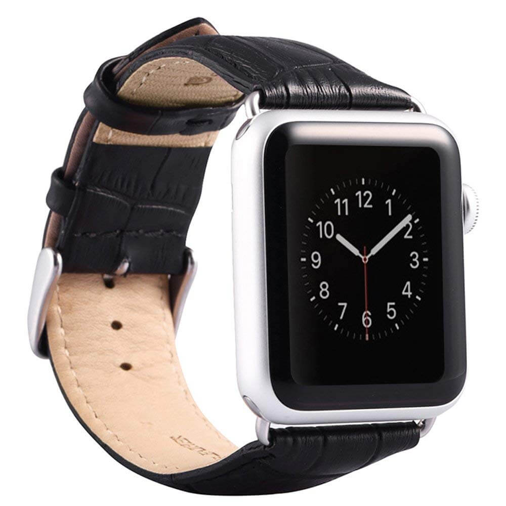 40/38mm horloge bandje leer - croco voor Apple Watch zwart