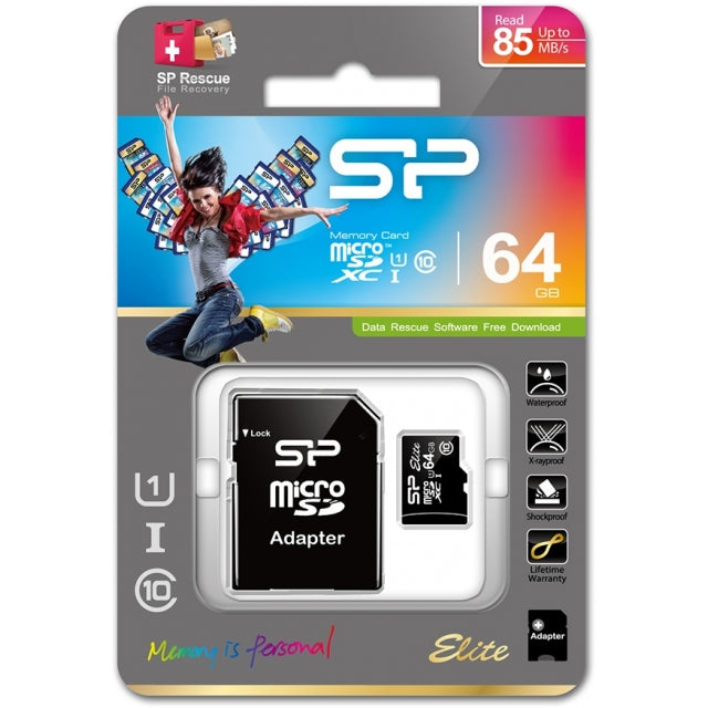 Silicon Power Micro SDHC inkl. SD-Adapter 64GB UHS-1 Class 10