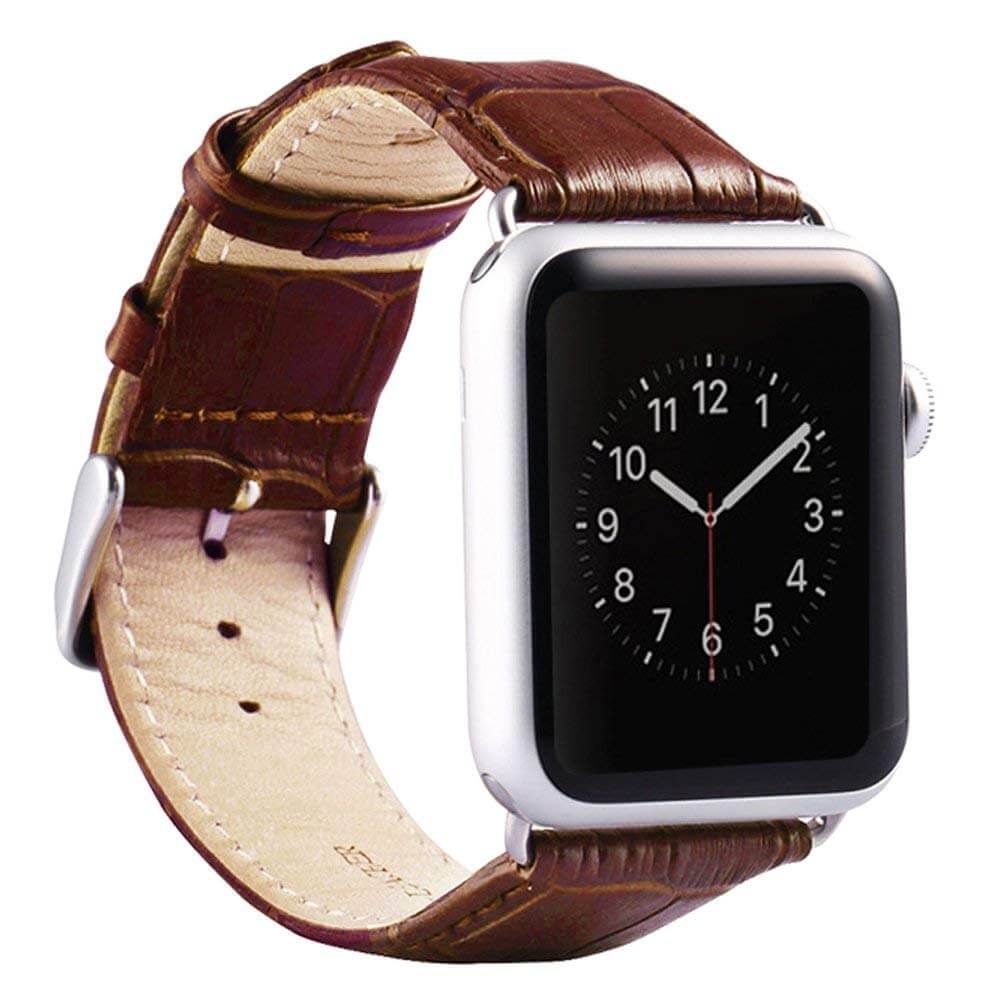 44/42mm horloge bandje leer - croco voor Apple Watch bruin