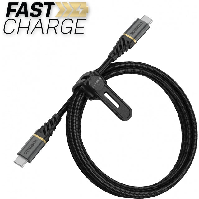 OtterBox Nylon-ummanteltes Lade-/Synchronisationskabel USB-C auf USB-C 1m Schwarz