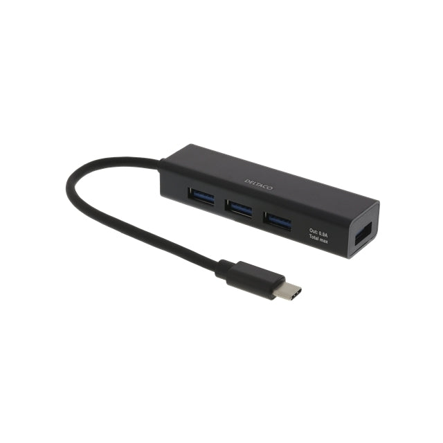USBC-HUB12 DELTACO Hub USB-C 4 ports USB-A Noir