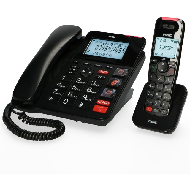 FX-8025 Fysic Big Button Bureautelefoon + Antwoordapparaat + DECT Black