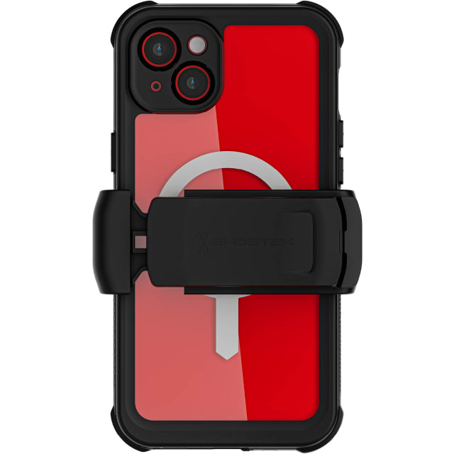 Ghostek Nautical Waterproof MagSafe Case + Belt Swivel Holster Apple iPhone 15 Plus Clear