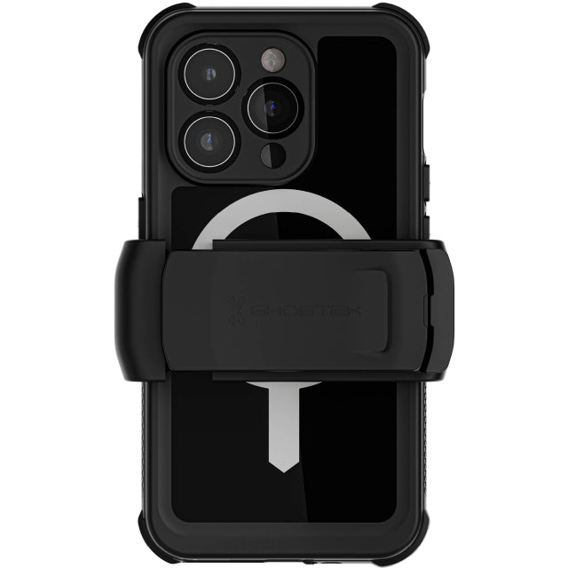 Ghostek Nautical Waterproof MagSafe Case + Belt Swivel Holster Apple iPhone 15 Pro Black