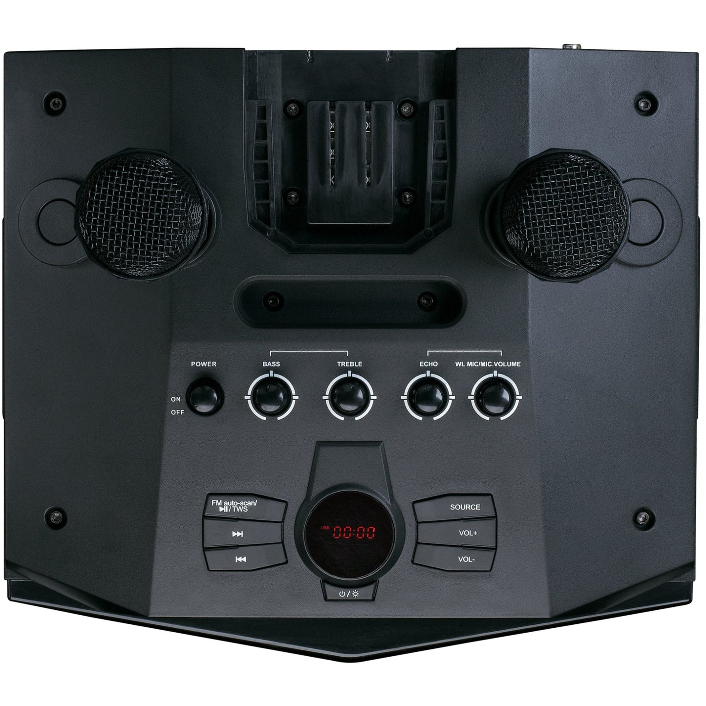 PA-220BK Lenco Bluetooth Party Speaker + Remote + 2 Microphones Black