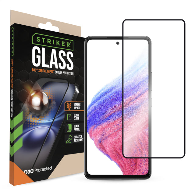 Protecteur d'écran Striker D3O Xtreme Impact Glass - Cadre noir - Samsung Galaxy A52/A52s 5G/A53 5G