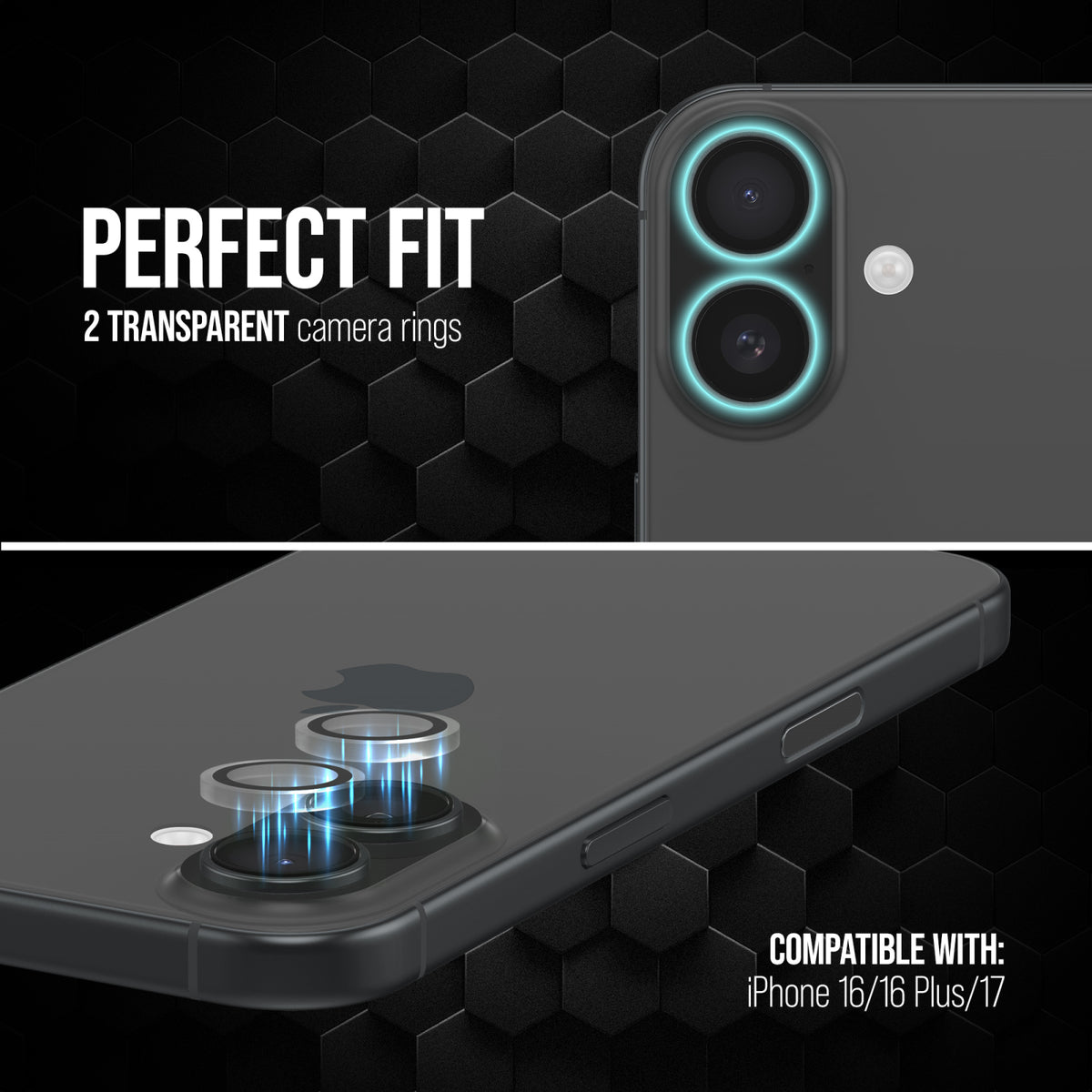 Striker Single Lens Glass Camera Protector - Transparent - Apple iPhone 16/16 Plus/17