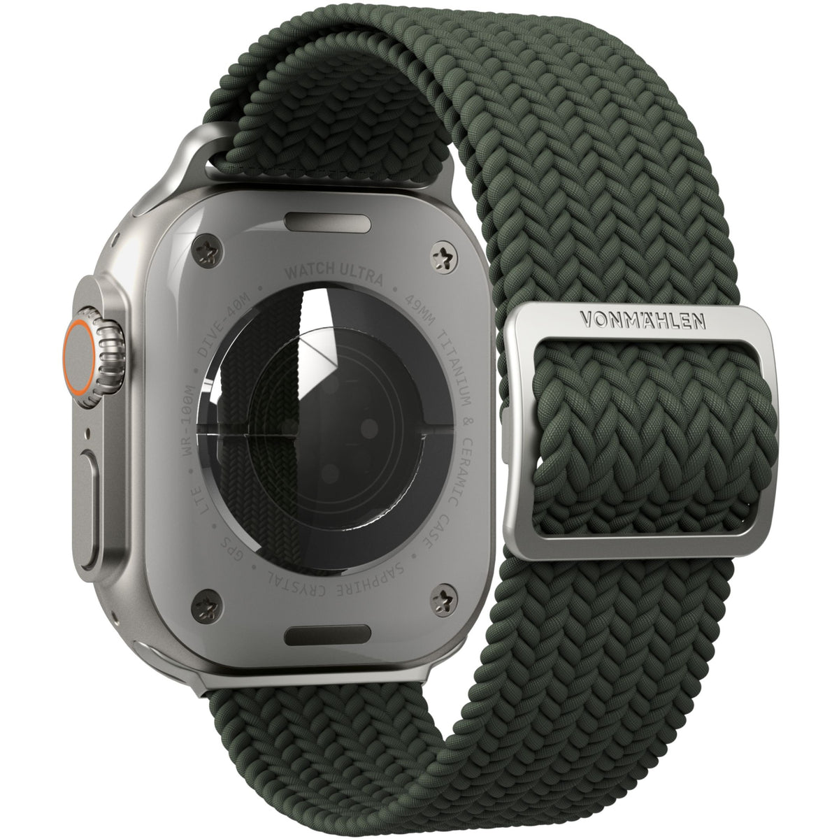 Vonmählen Woven Loop For Apple Watch 44 - 45 - 46 - 49mm One Size Silver/Olive
