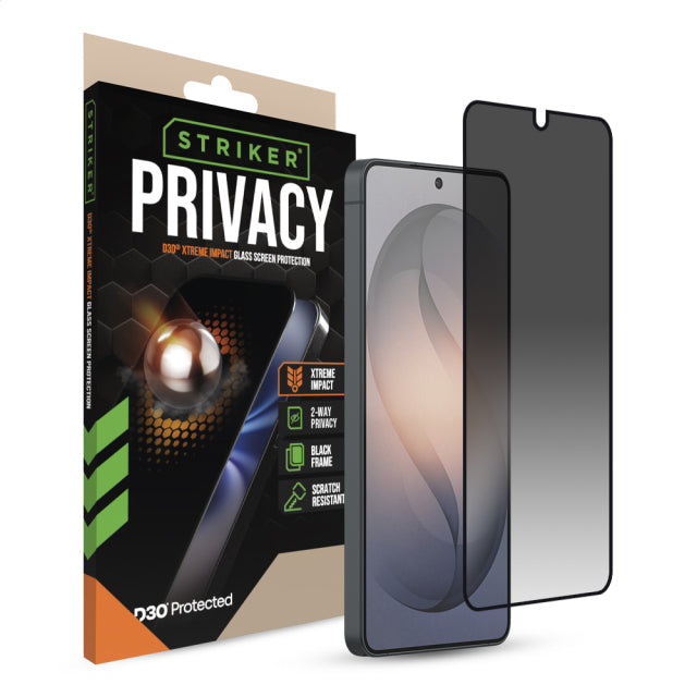 Striker D3O Xtreme Impact Privacy Glass Screen Protector - Black Frame - Samsung Galaxy S26 Ultra 5G