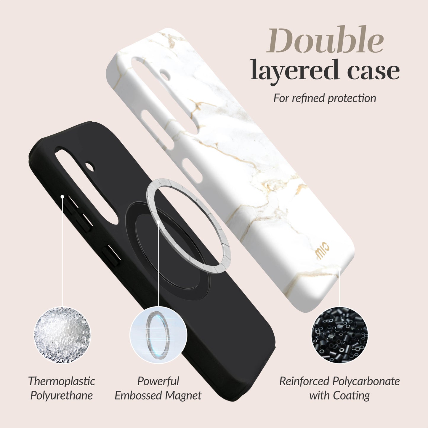 MIO White Marble Magsafe Compatible for Samsung S25+ 5G