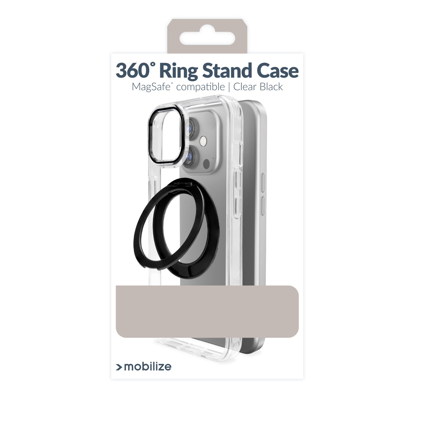 Mobilize Magsafe Compatible 360 Rotating Ring Stand Case Apple Iphone 13/14 Clear/Black