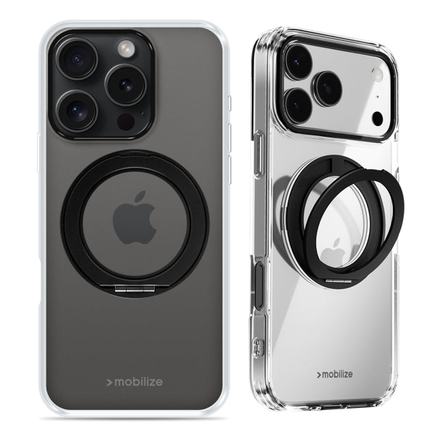 Mobilize MagSafe Compatible 360 Rotating Ring Stand Case Apple iPhone 15 Pro Clear/Black