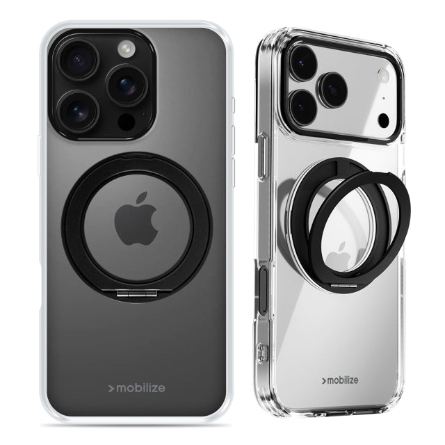 Mobilize MagSafe Compatible 360 Rotating Ring Stand Case Apple iPhone 16 Pro Clear/Black
