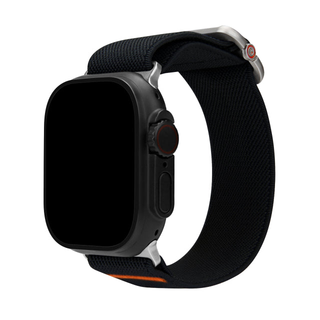 Mobilize Nylon Uhrenarmband – Elastisch – für Apple 42/44/45/49mm – Schwarz