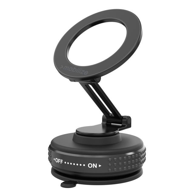 Mobilize MagSafe Compatible Phone Holder - 360° Rotatable & Foldable - Vacuum Suction - Black