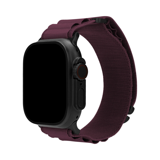 Mobilize Nylon-Uhrenarmband - Alpine - Schwarzer Anschluss - für Apple 38/40/41mm - Bordeaux
