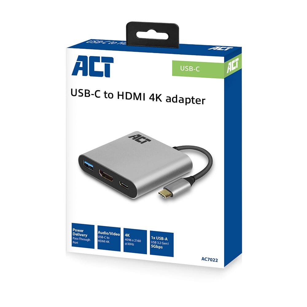 ACT USB-C naar HDMI female multiport adapter