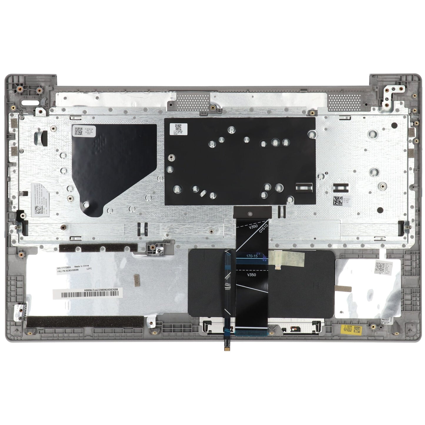 Clavier d'ordinateur portable Lenovo Qwerty US + Couvercle supérieur, Rétroéclairé - Gris