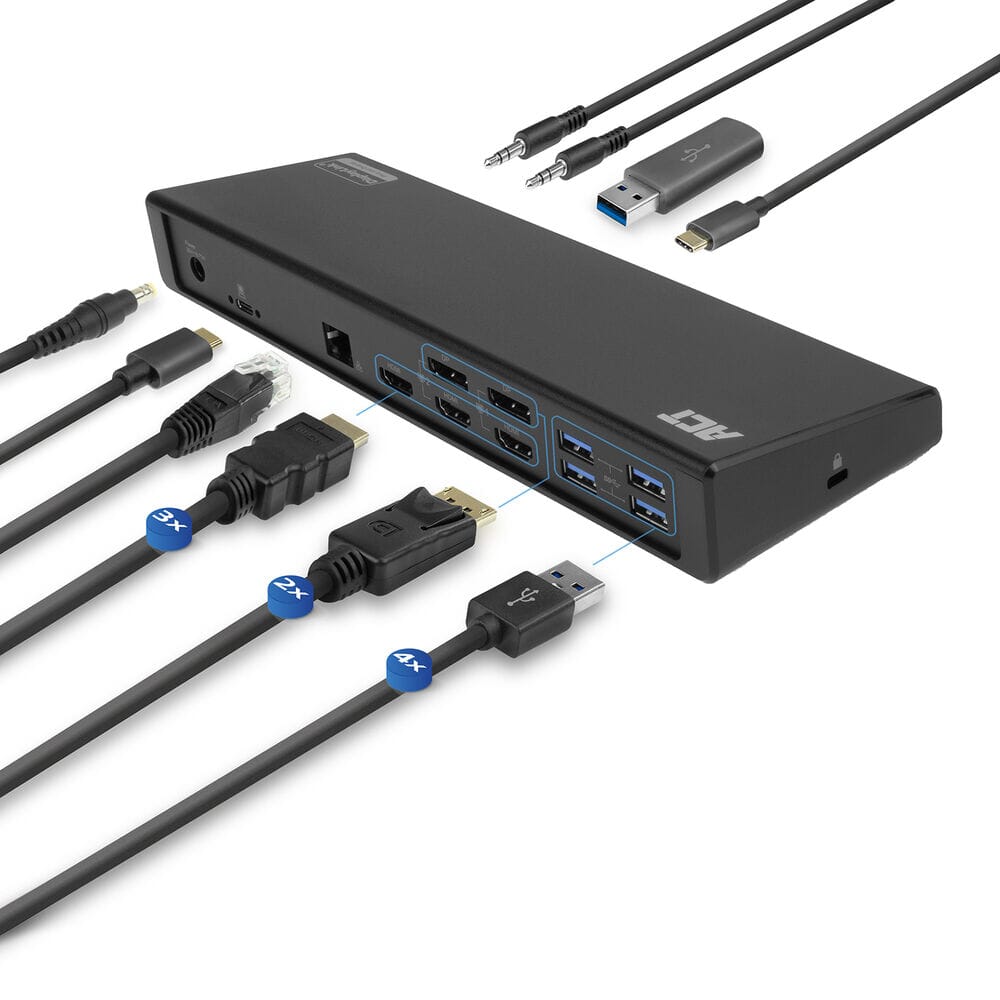 ACT USB-C Docking Station 4K, voor 2 of 3 monitoren