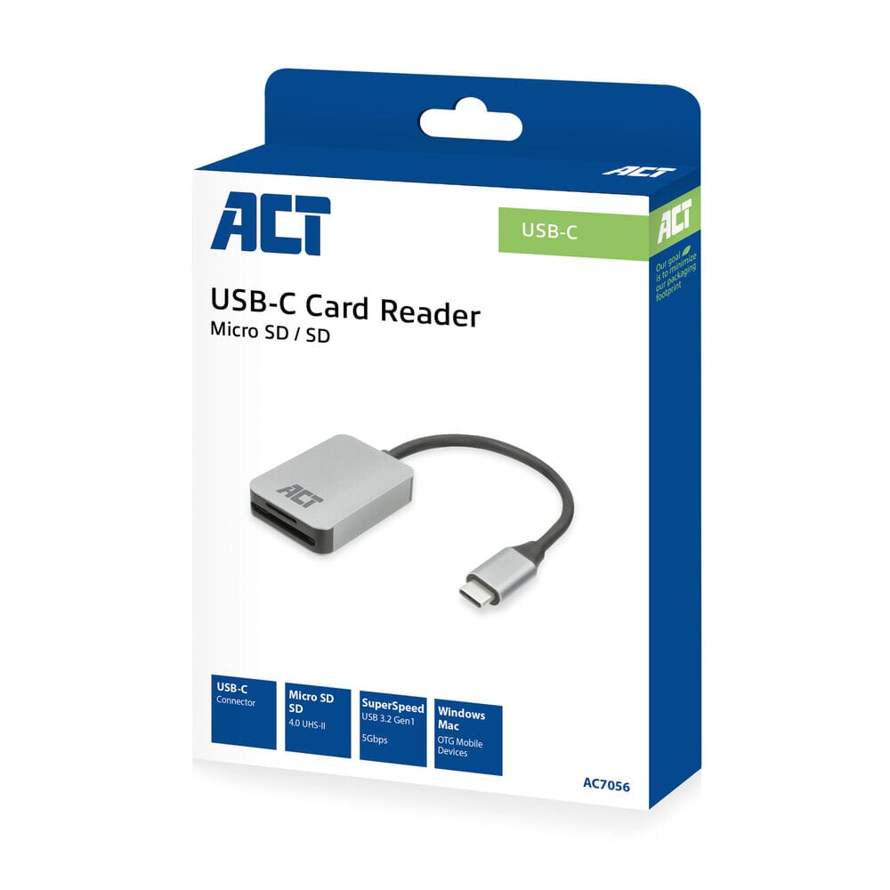 ACT USB-C Kartenleser für SD und Micro SD, SD 4.0 UHS-II
