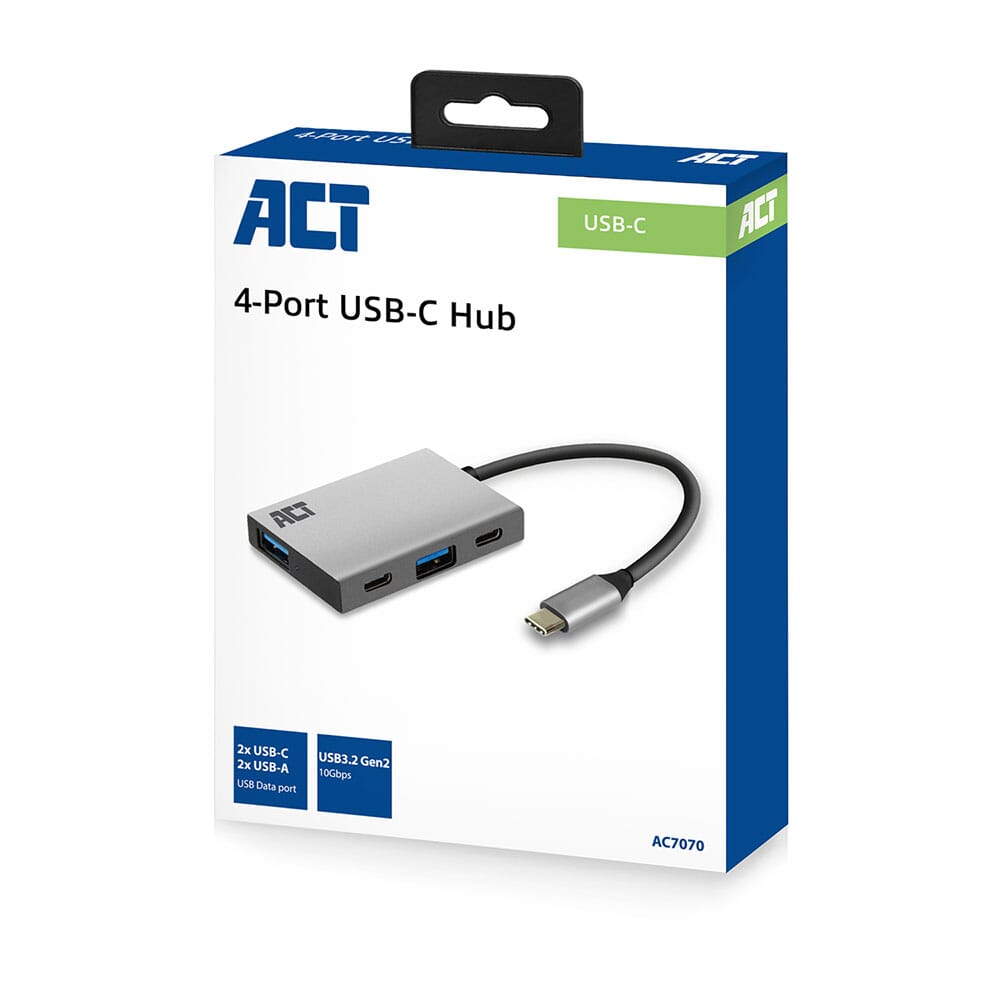 ACT USB-C Hub 3.2 Gen2 10 Gbit/s, 2x USB-C, 2x USB-A