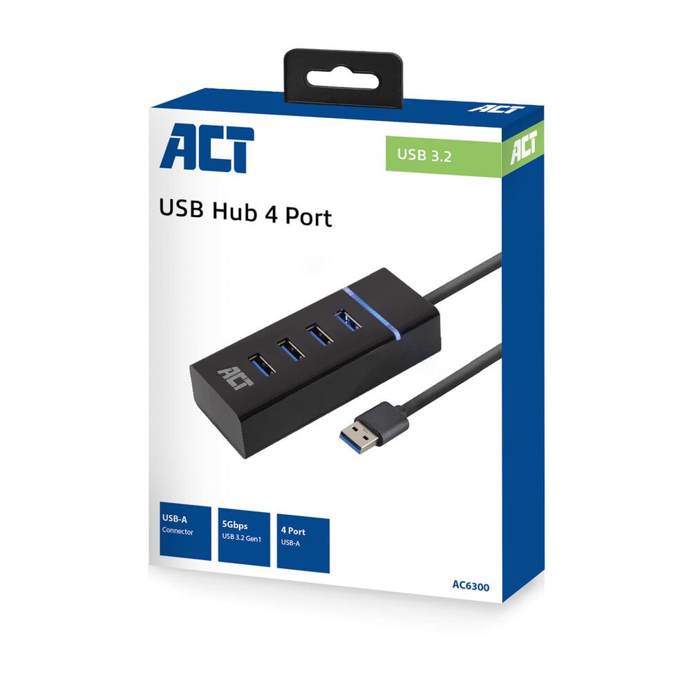 ACT USB hub 3.0, 4 poorts USB-A