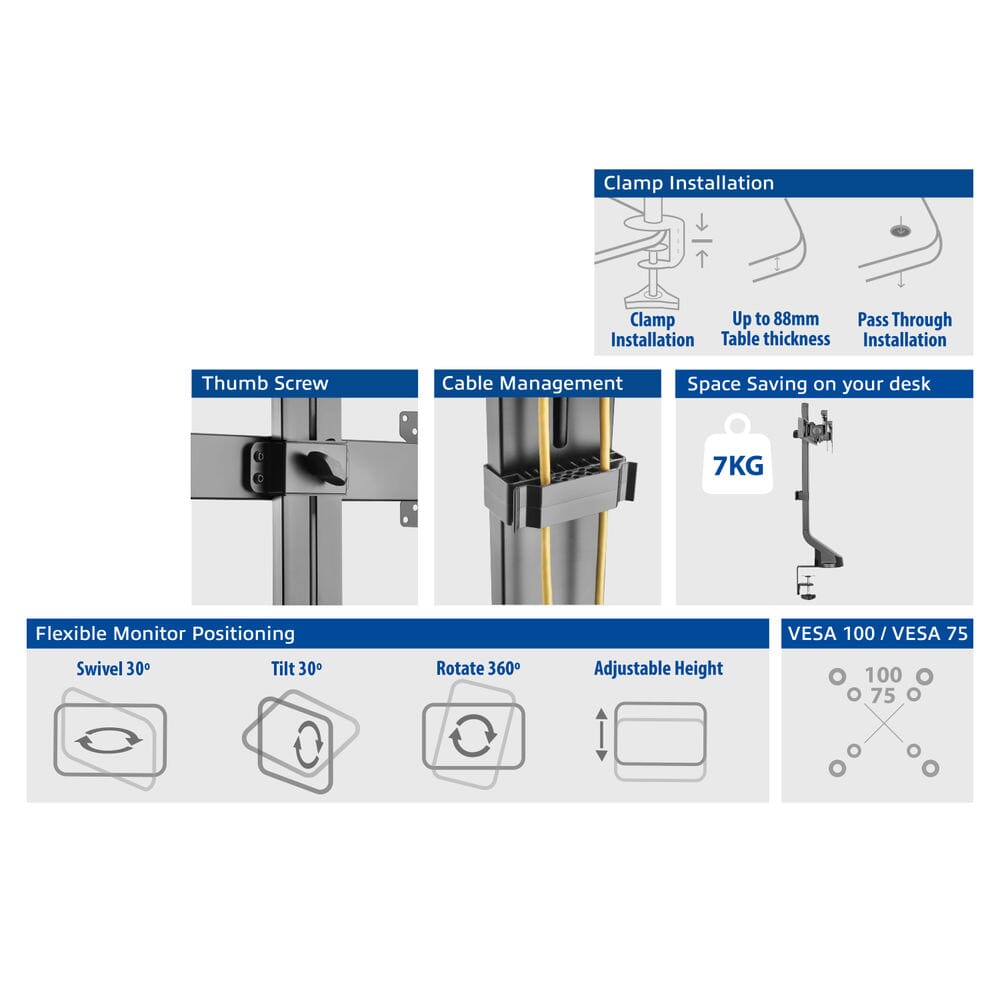ACT Monitorarm office, crossbar, 2 schermen