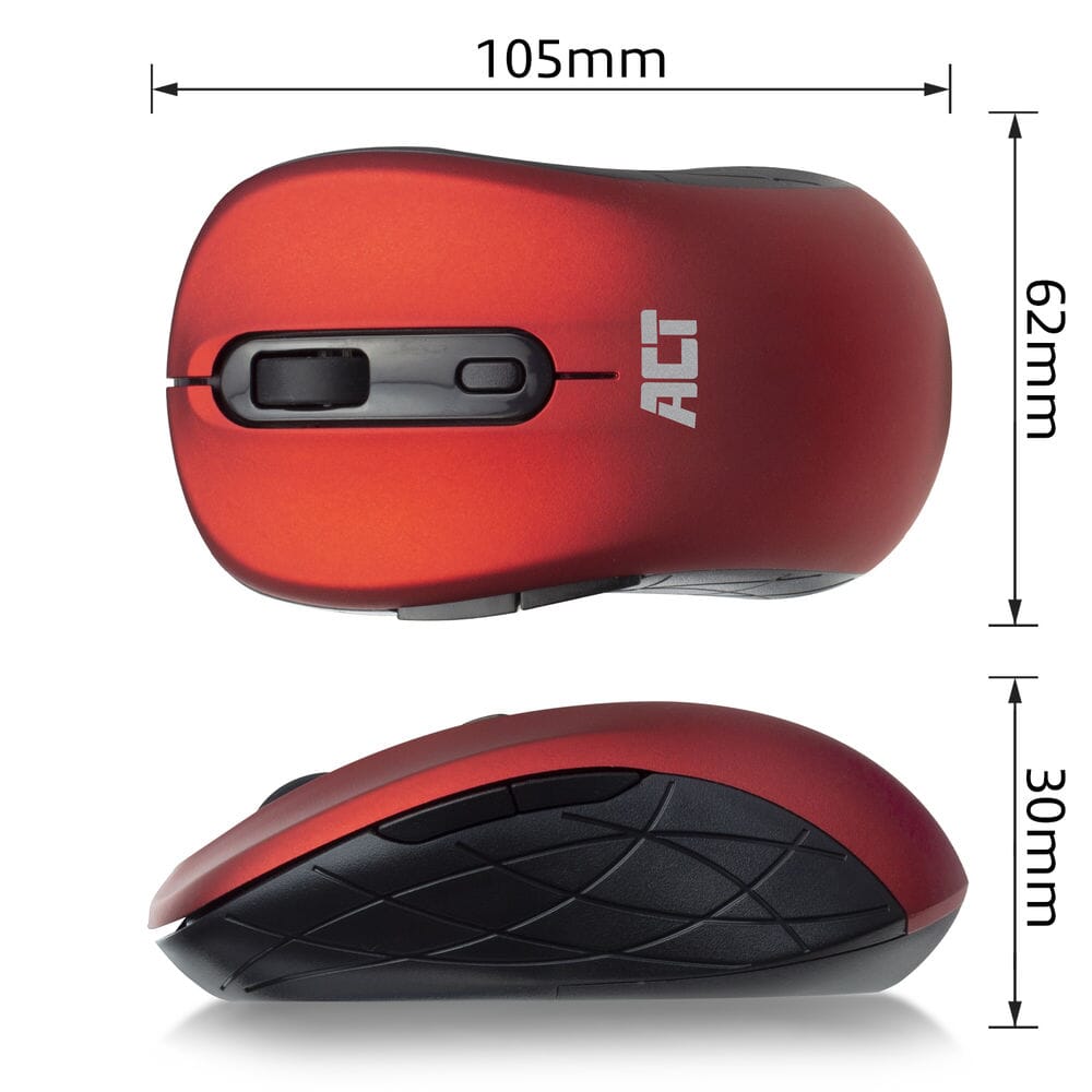 ACT Kabellose Maus, USB-Nano-Empfänger, 1600 dpi, rot