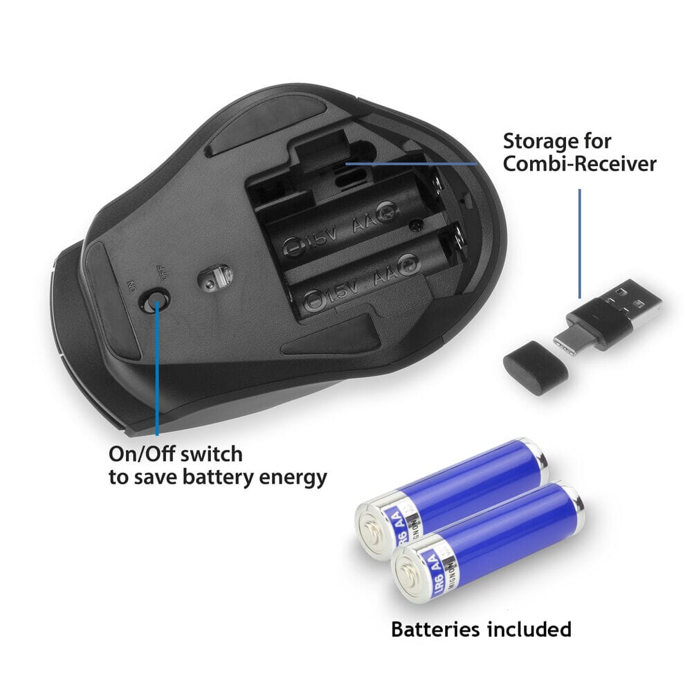 ACT Draadloze Multi-Connect Bluetooth Muis zwart