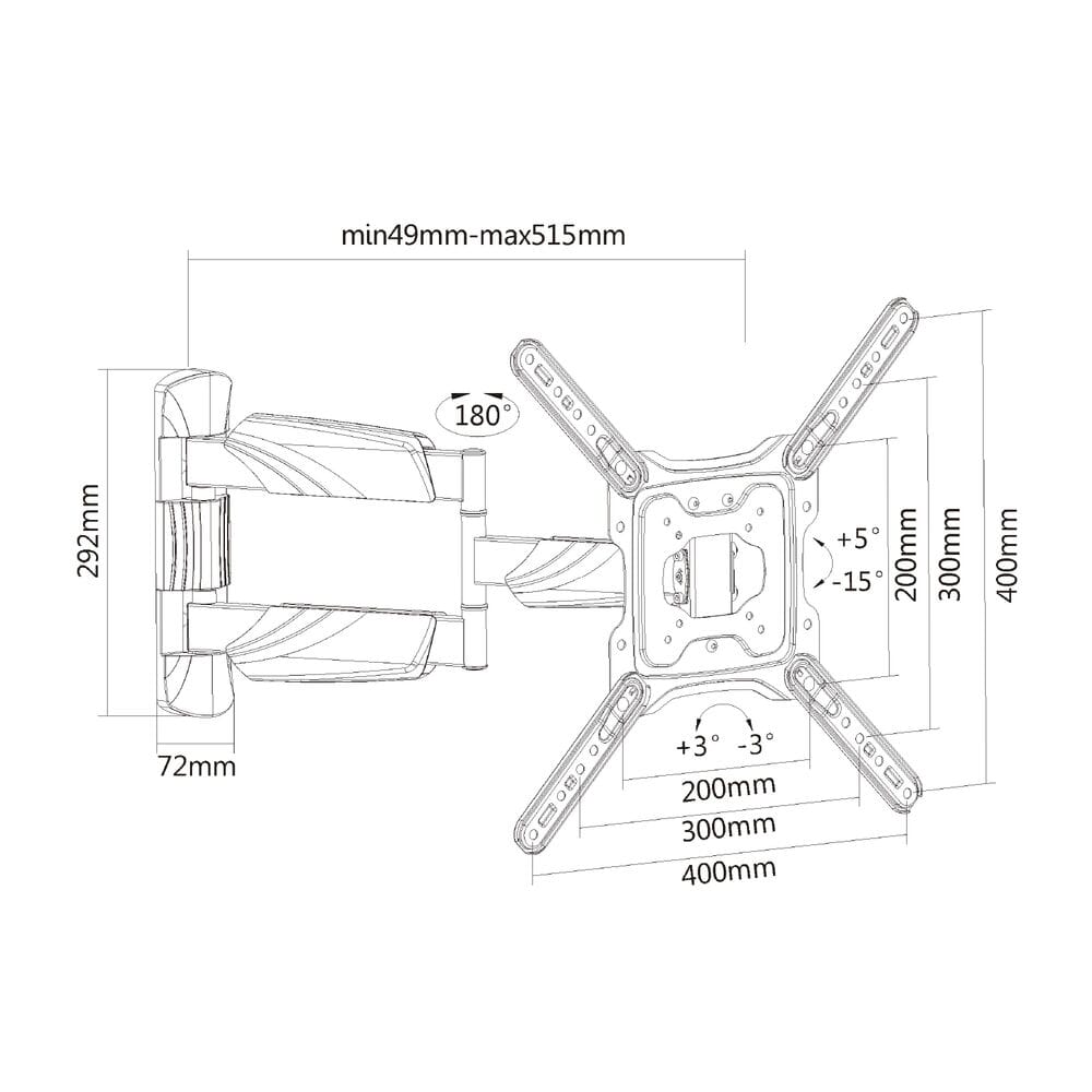 ACT Full motion TV/monitor wandsteun 23 tot 55 inch VESA