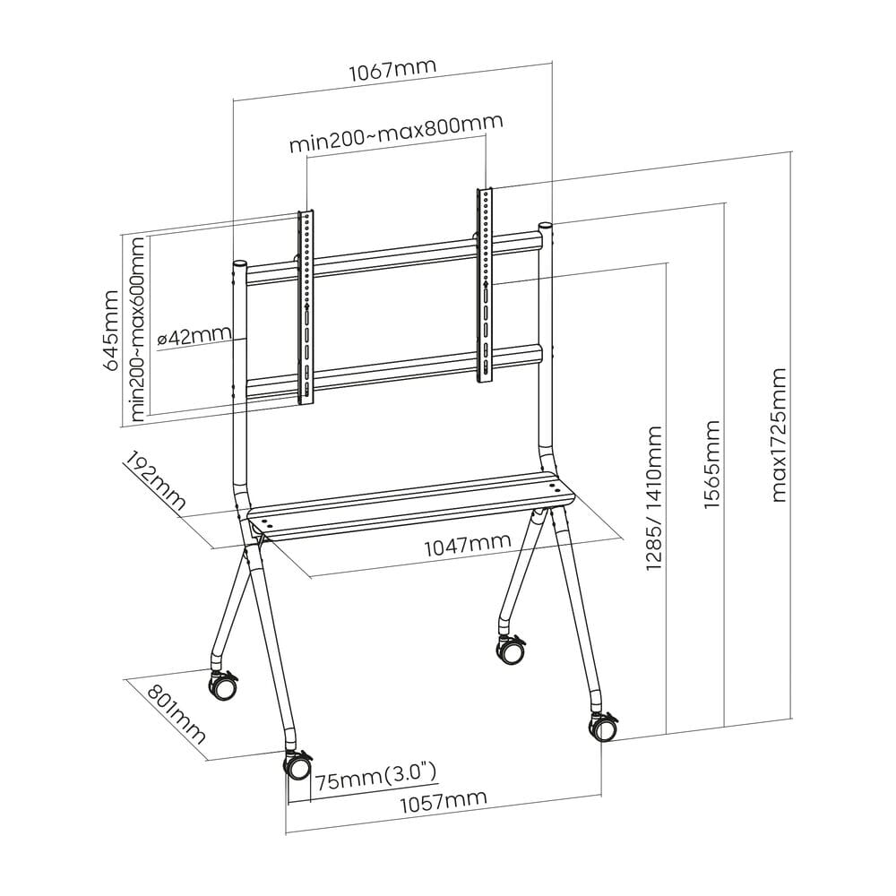 ACT Mobile tv/monitor floor stand, 50 up to 86 inch, VESA