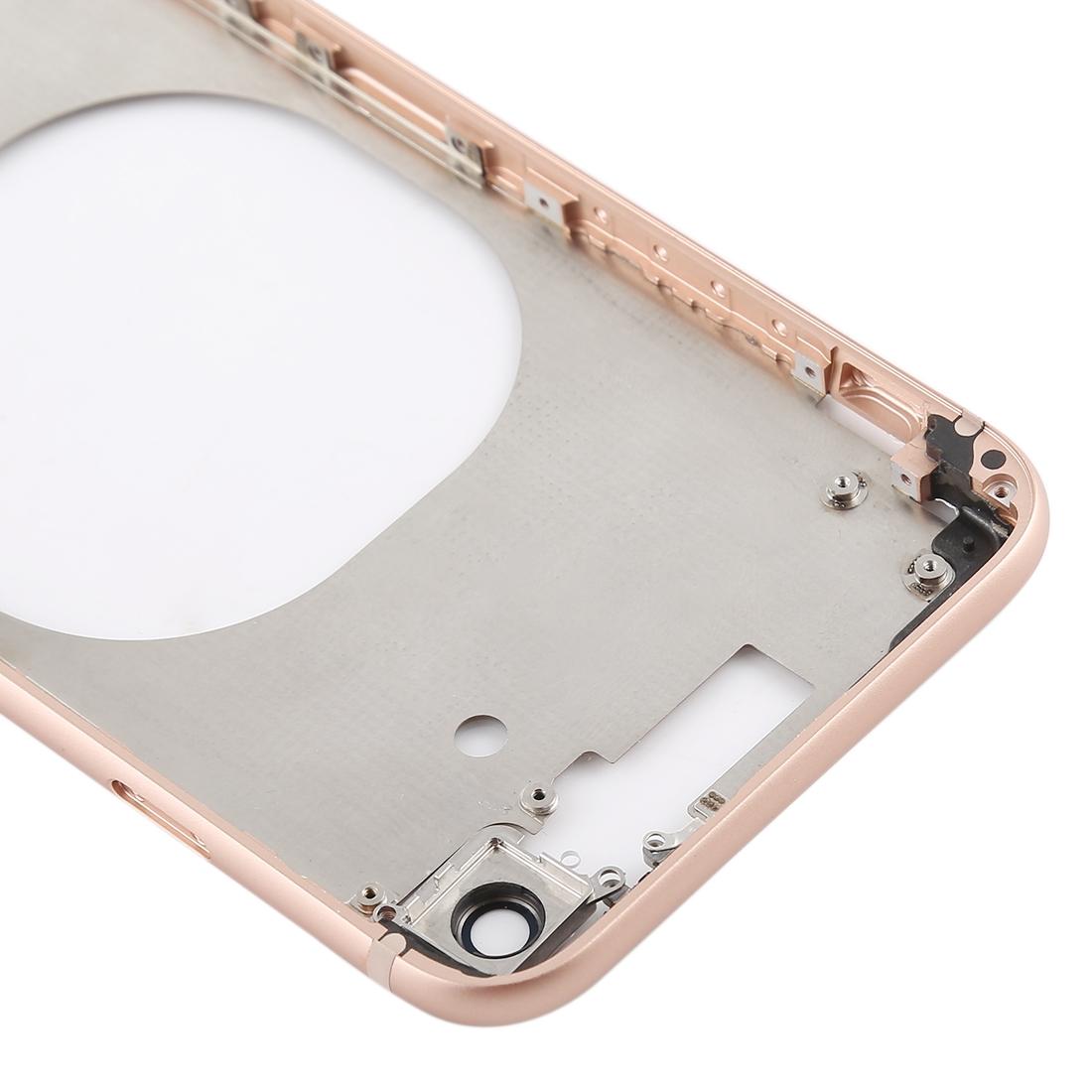 Transparante achterbehuizing met cameraring, simkaarthouder en zijknoppen voor iPhone 8 (goud)