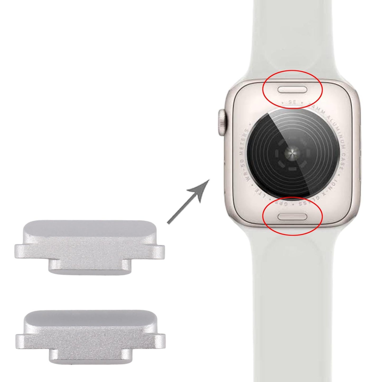 Bandsluiting (set van 2) voor Apple Watch SE 2022 / SE 2025 (zilver)