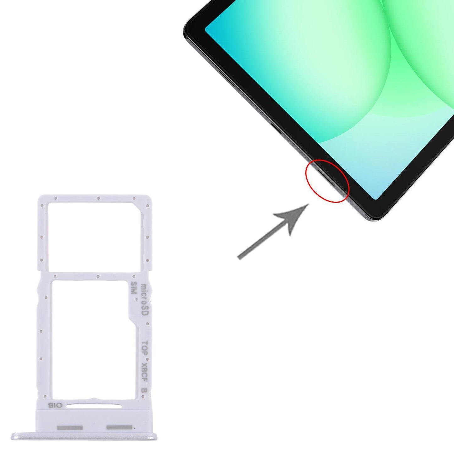 Simkaarthouder met microSD-slot voor Samsung Galaxy Tab A11+ (SM-X236/X230) (zilver)