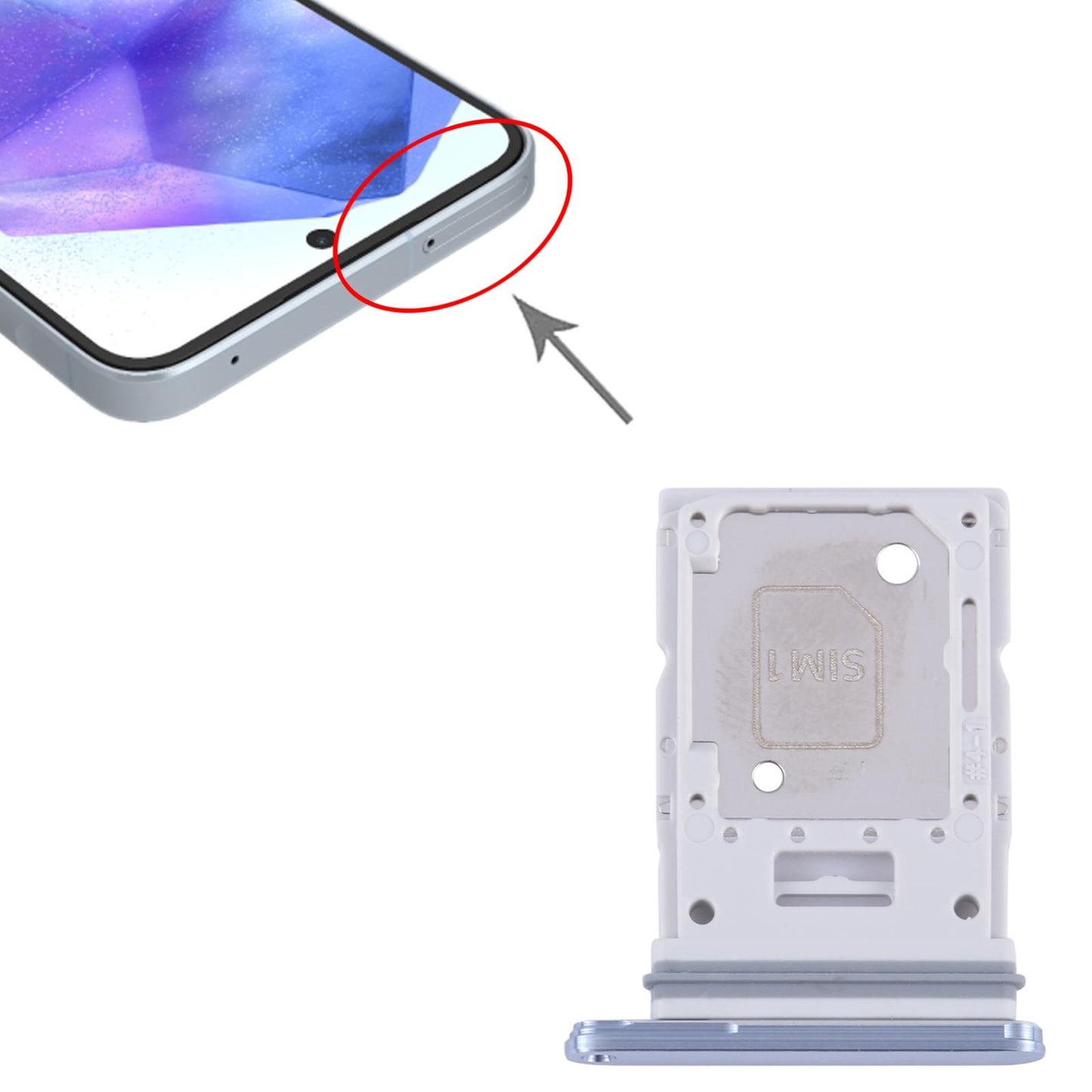 Simkaarthouder met microSD-slot voor Samsung Galaxy A55 (SM-A556B) (blauw)