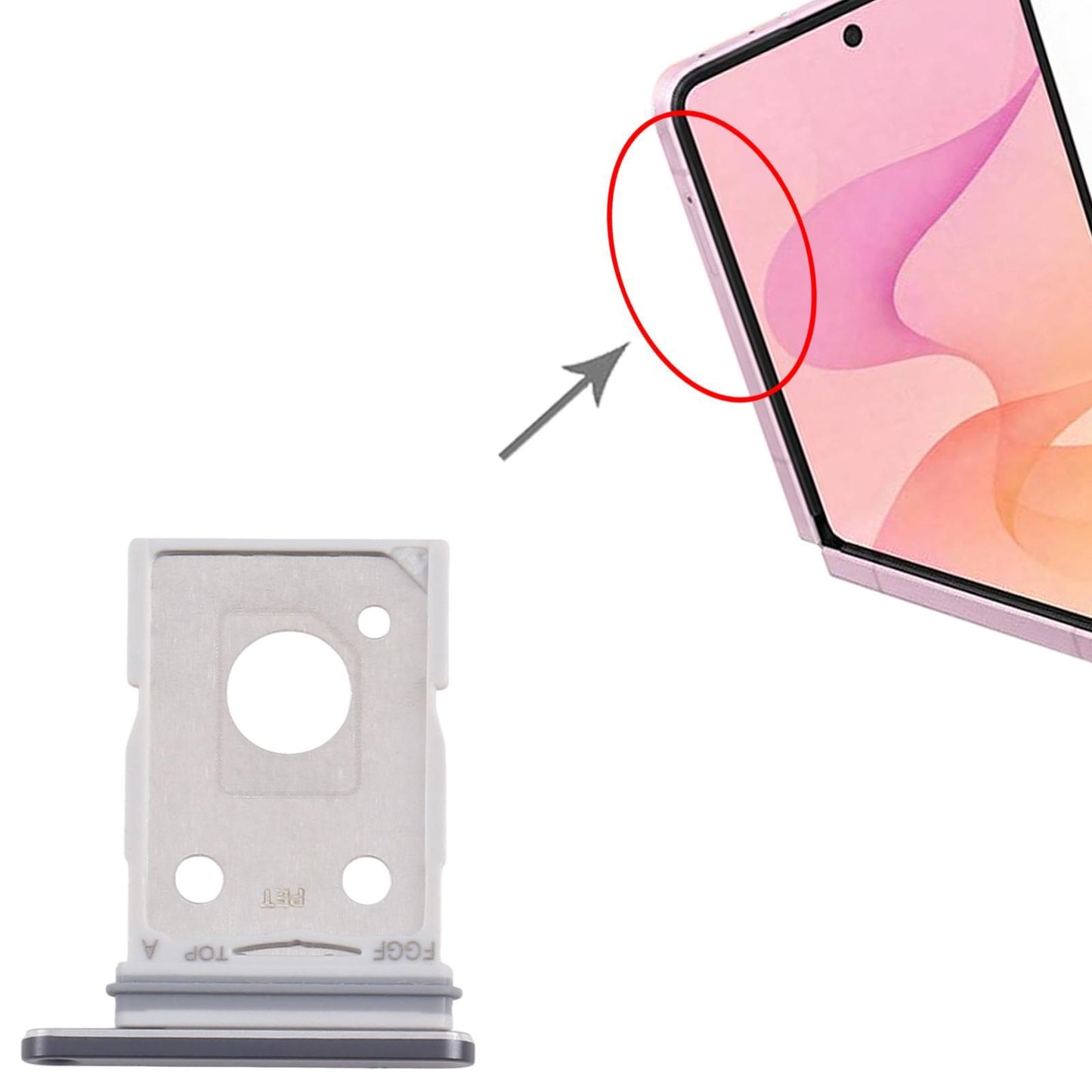 Simkaarthouder voor Samsung Galaxy Z Flip8 SM-F776U (zwart)