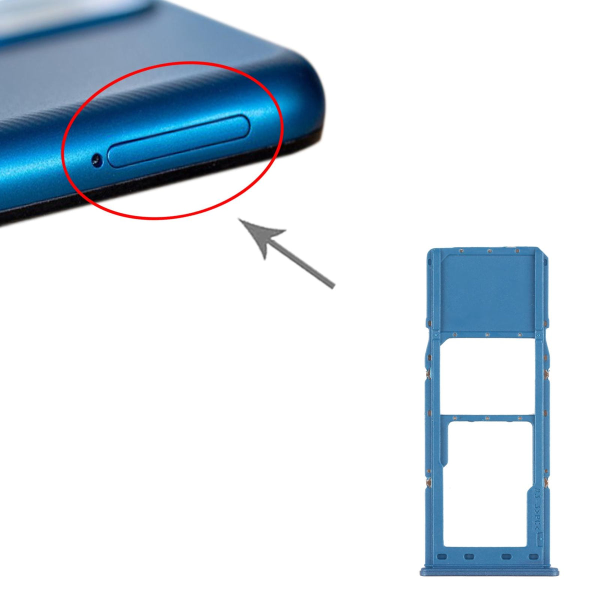 Simkaarthouder met micro SD-kaarthouder voor Samsung Galaxy A12 SM-A125 (blauw)